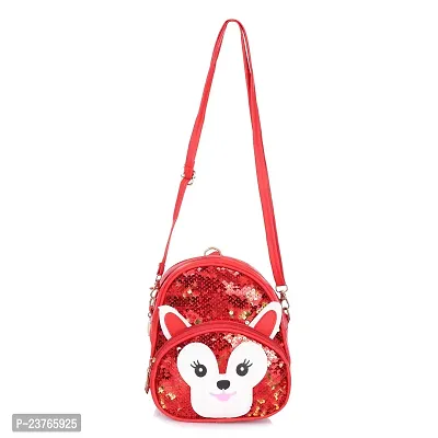 aaifa Girls Bling Sequin Mini Backpack 3-6 Years Old Sequin Backpacks Glitter Daypack Small Bag Stylish and Fancy Purse/Travel/Korean Bag| Cartoon Crossbody Shoulder Bag for Kids (Red)-thumb0