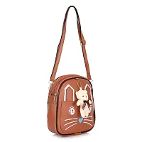 aaifa Sling Bag with Teddy keychain for Women Girls Western  Ladies Purse Made with Durable Vegan Leather Material with Shoulder Bags Cat Printed Cross Body Bag, Mini Handbag (Brown)-thumb1