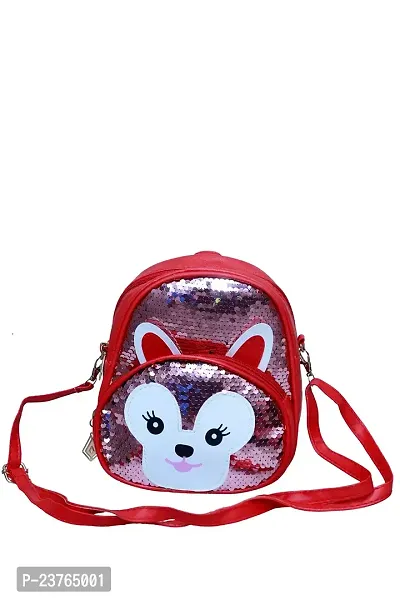 aaifa Girls Sling Sequin Mini Backpack || Backpacks for Girls ||Red Glitter Daypack Small Bag| Backpack Crossbody Shoulder Bag for Kids girls-thumb0