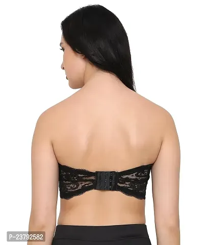 Cotton Blend Casual Lightly Padded Half Coverage Wired Lace Bandeau/Tube Bra for Women-thumb2