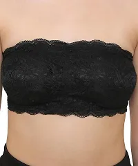 Cotton Blend Casual Lightly Padded Half Coverage Wired Lace Bandeau/Tube Bra for Women-thumb2