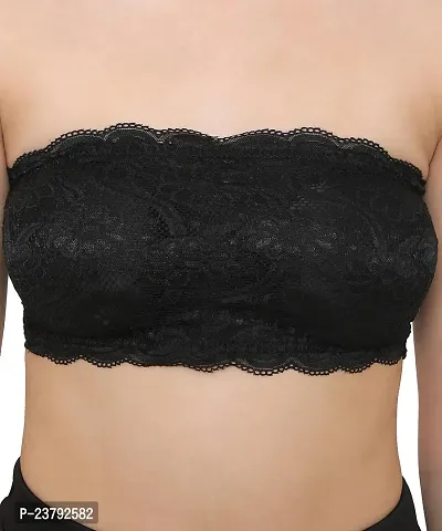 Cotton Blend Casual Lightly Padded Half Coverage Wired Lace Bandeau/Tube Bra for Women-thumb3