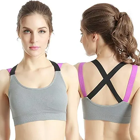 Barshini Women’s Fitness Yoga Push up Sports Bra for Gym Running Padded Tank Top Athletic Vest Underwear Shockproof Strappy Sport Bra Top (Size fits to 30-36)