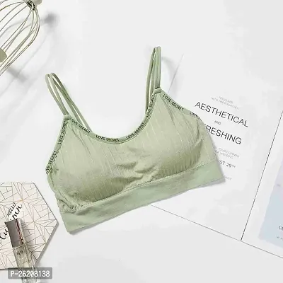 Fashionable Trendy Bouble Stripe Comfortable High Quality Seamless Free Size Nonwired Padded sports bra Top, Bralette for Girls and women Assorted-thumb0