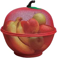 swipe n see Apple Shape Net Fruits  Vegetables Basket for Kitchen, Fruit Basket with Net Cover, Fruit and Vegetable Stand Basket, Fruit Net Cover (Multi Colour)-thumb1