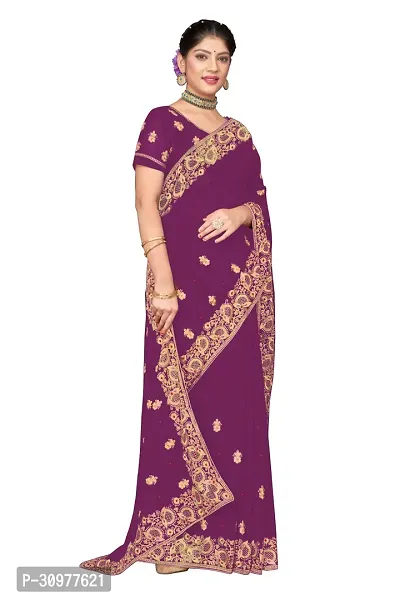 Beautiful Embroidered Georgettee Sari-thumb3