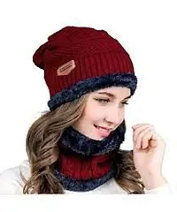AMEEHA Winter Cap with Neck Cover for Men and Women (Red)-thumb4