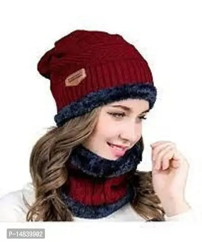AMEEHA Winter Cap with Neck Cover for Men and Women (Red)-thumb5