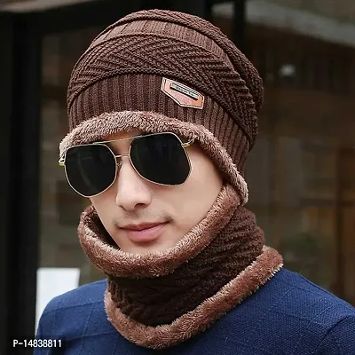 AMEEHA Winter Cap with Neck Cover for Men and Women (Brown)-thumb5