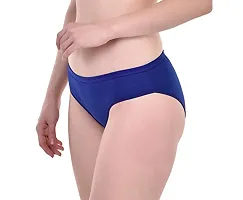 YUMINA Cotton Mid Waist Hipster Panty with Inner Elastic for Women (Combo Pack of 3) Blue/Red/Purple-thumb2