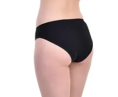 YUMINA Cotton Mid Waist Hipster Panty with Inner Elastic for Women (Combo Pack of 3) Black/Pink/Purple-thumb2