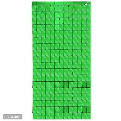 Magnet Party Supplies Metallic Fringe Foil Curtain/ Panel/Tier 3.5ft ? 6.5ft- Green (Blocks)-Pack of 1