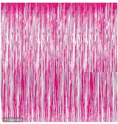 Generic Plastic Decorative Fringe Foil Tiers 3ft ? 6ft (Pink)-Pack of 1