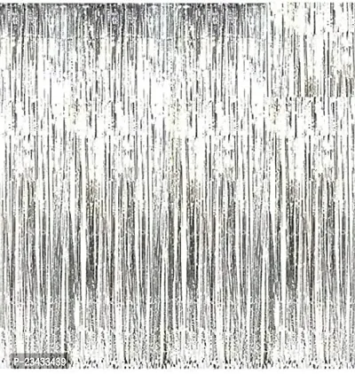 Generic Plastic Decorative Fringe Foil Tiers 3ft ? 6ft (Silver)-Pack of 1