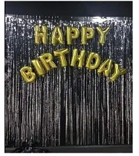 The Golden Store Products Metallic Fringe Foil Curtain (Black, Pack of 4) 3ft ? 6ft for Birthday | Wedding | Anniversary Decoration Party-thumb1