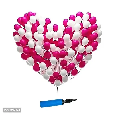 Balloon Combo 50 pcs and Balloon Air Pump (White,Pink)