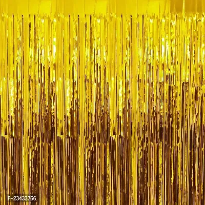 Generic Fringe Foil Curtain/ Panel for Home 3ft ? 6ft (Gold_Pack of 4)