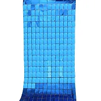 Magnet Party Supplies Metallic Fringe Foil Curtain/ Panel/Tier 3.5ft ? 6.5ft- SEA Blue(Blocks)-Pack of 1-thumb2