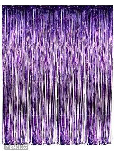 The Golden Store Products Metallic Fringe Foil Curtain 3ft ? 6ft for Birthday | Wedding | Anniversary Party Decorations (Pack of 3, Purple)