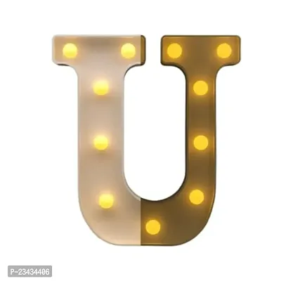 Wah!! Store 8.5 Inch U LED Golden Marquee Letter Light Sign 26 Golden Alphabet Light Up Marquee Letters Sign for Wedding Birthday Party Christmas Home Bar Decoration