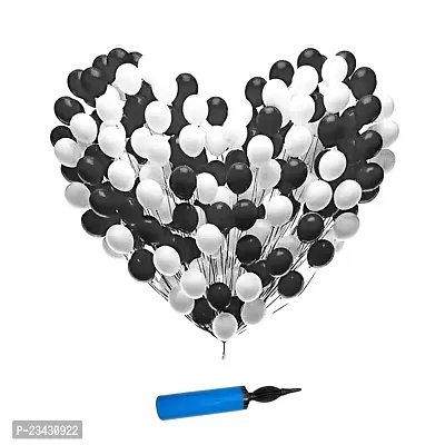 Balloon Combo 50 pcs and Balloon Air Pump (White,Black)