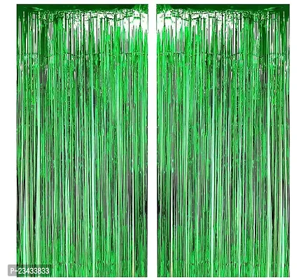 Generic Plastic Decorative Fringe Foil Tiers 3ft ? 6ft (Green)-Pack of 1