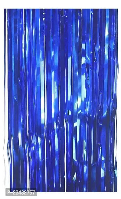 Generic Plastic Decorative Fringe Foil Tiers 3ft ? 6ft (Blue)-Pack of 1-thumb0