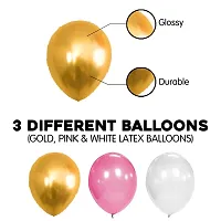 Wah!! Store Pink Golden White Metallic Balloons Pack-51Pcs for Girls Kids Women Birthday, Baby Shower, Unicorn, Princess, First Year Decorations Balloons Supplies Combo Kit-thumb2