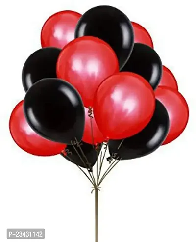 The golden store Metalic Balloons (Pack of 30, Red - Black) for Birthday Party Decorations-thumb0