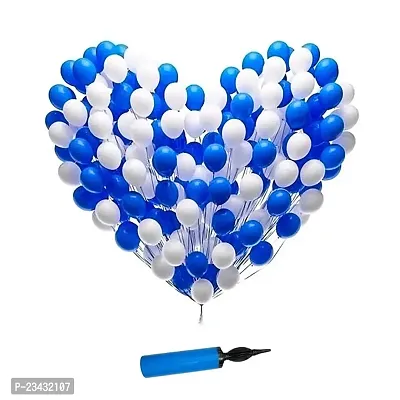 Balloon Rubber Combo 50 Pieces and Balloon Air Pump (White, Blue)