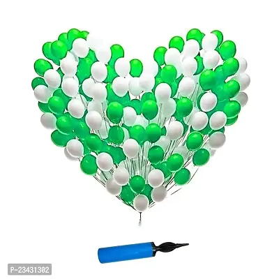 Balloon Combo 50 pcs and Balloon Air Pump (White,Green)