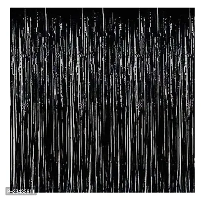 Generic Plastic Decorative Fringe Foil Tiers 3ft ? 6ft (Black)-Pack of 1