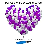 Party Decor Balloon Combo 50 pcs and Balloon Air Pump (White,Purple)-thumb1