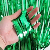 Generic Fringe Foil Curtain/ Panel for Home 3ft ? 6ft (Green_Pack of 5)-thumb1