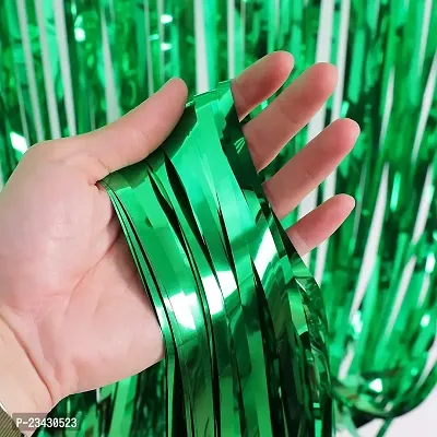 Generic Fringe Foil Curtain/ Panel for Home 3ft ? 6ft (Green_Pack of 5)-thumb2