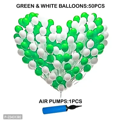 Balloon Combo 50 pcs and Balloon Air Pump (White,Green)-thumb2