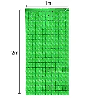 Magnet Party Supplies Metallic Fringe Foil Curtain/ Panel/Tier 3.5ft ? 6.5ft- Green (Blocks)-Pack of 1-thumb2