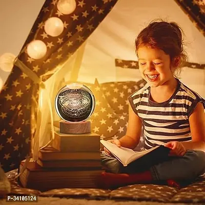 3D Galaxy Crystal Ball Night Light, LED Solar System Crystal Ball Night Light with Wooden Base-thumb4