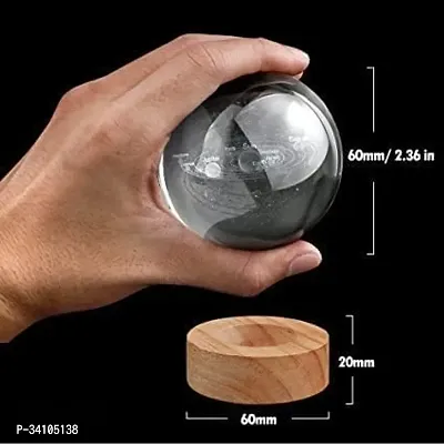 3D Globe Crystal Ball Night Light with Wooden Base - LED USB Table Lamp for Kids, Teens, and Home Decor-thumb4