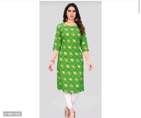 Stylish Green Synthetic Kurta For Women-thumb2