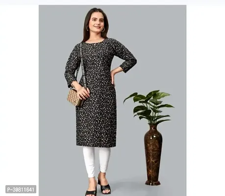 Stylish Black Synthetic Kurta For Women-thumb0