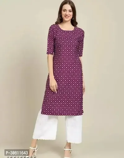 Stylish Purple Synthetic Kurta For Women-thumb0