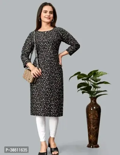 Stylish Black Synthetic Kurta For Women-thumb0