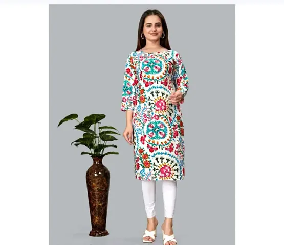 Stylish Cotton Printed Straight Kurtis