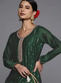 Reliable Green Silk Blend Embroidered Kurta For Women-thumb2