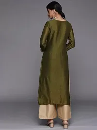 Reliable Green Silk Blend Solid Kurta For Women-thumb2