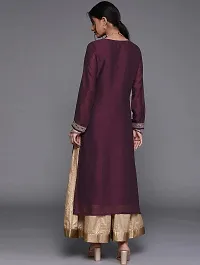 Reliable Maroon Silk Blend Embroidered Kurta For Women-thumb2