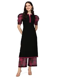 Reliable Black Silk Crepe Embroidered Kurta with Palazzo And Dupatta Set For Women-thumb4