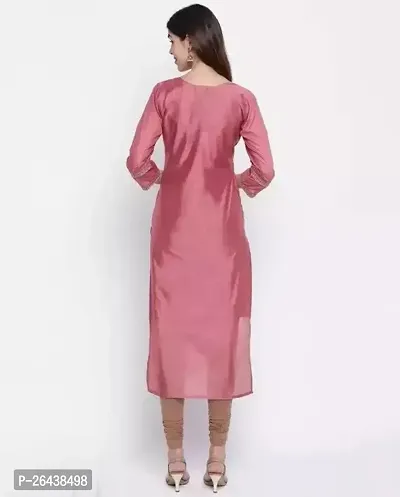 Reliable Pink Chanderi Silk Printed Kurta For Women-thumb4