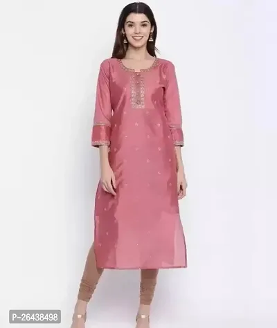 Reliable Pink Chanderi Silk Printed Kurta For Women-thumb0